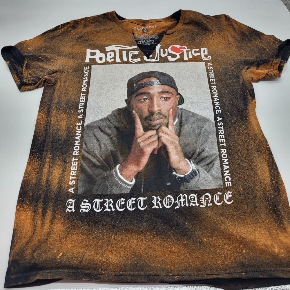 Chemistry Poetic Justice Women's T-Shirt Size Small W/ Bleach Wash Design V-Neck
